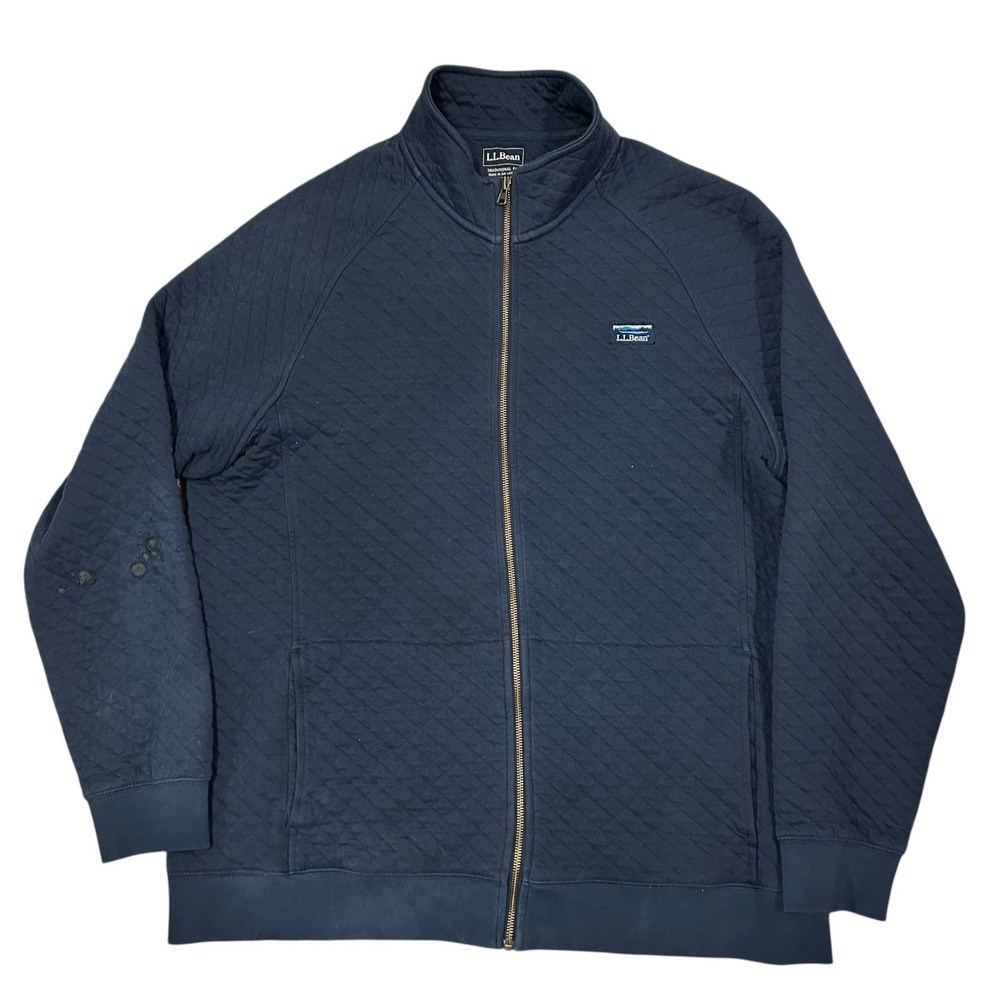 L.L. Bean Quilted 1/4 Sweater Mens XLT Tall Blue Pullover Traditonal Fit (Flaws) - Picture 2 of 10
